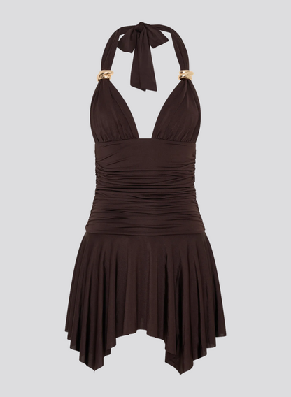 ROBE DROITE MOULANTE DOUBLÉE À DOS NU